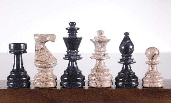 SINGLE REPLACEMENT PIECES: 16" Marble Chess Set Euro Design in Marina & Black - Parts - Chess-House