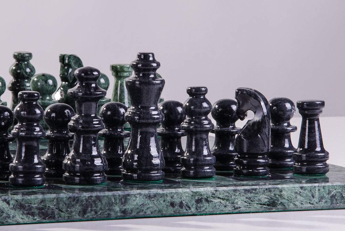 SINGLE REPLACEMENT PIECES: 16" Marble Green and Black Chess Set - Parts - Chess-House