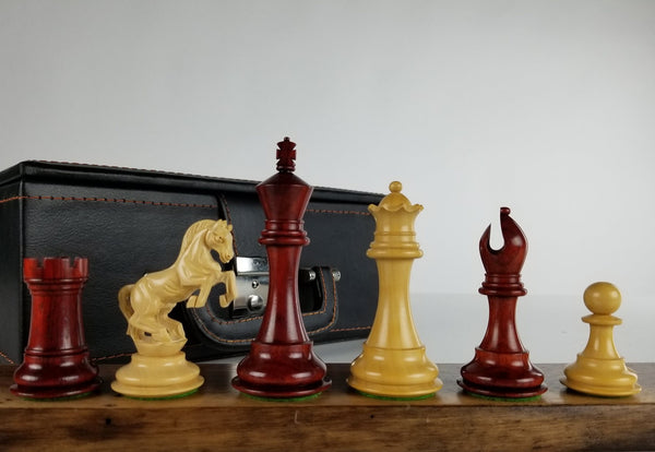 SINGLE REPLACEMENT PIECES: 4" Alexander Staunton Padauk Wood Chess Pieces With Box - Parts - Chess-House