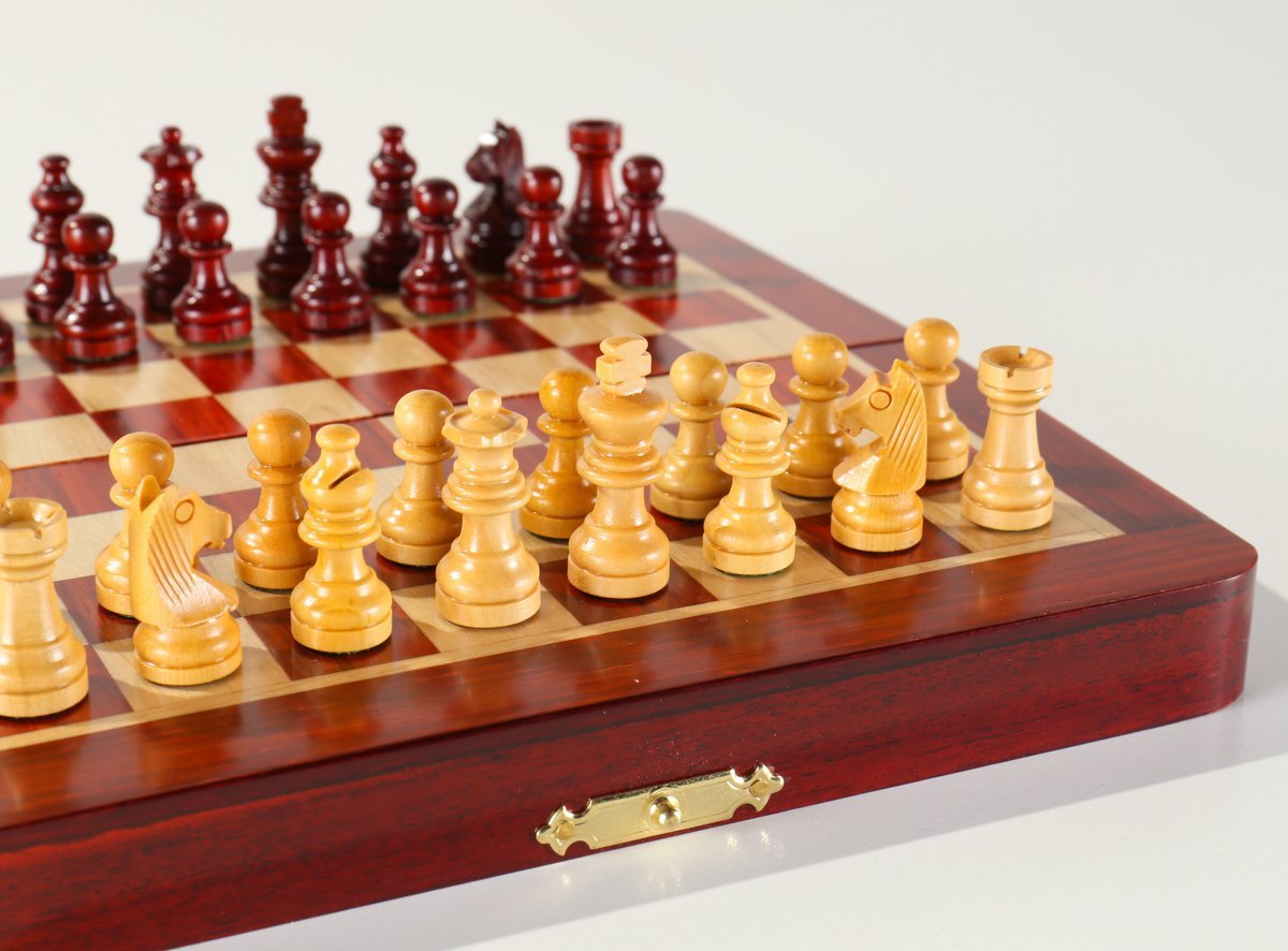 SINGLE REPLACEMENT PIECES: 7 3/8" Magnetic Folding Chess Set in Blood Rosewood & White Maple Piece