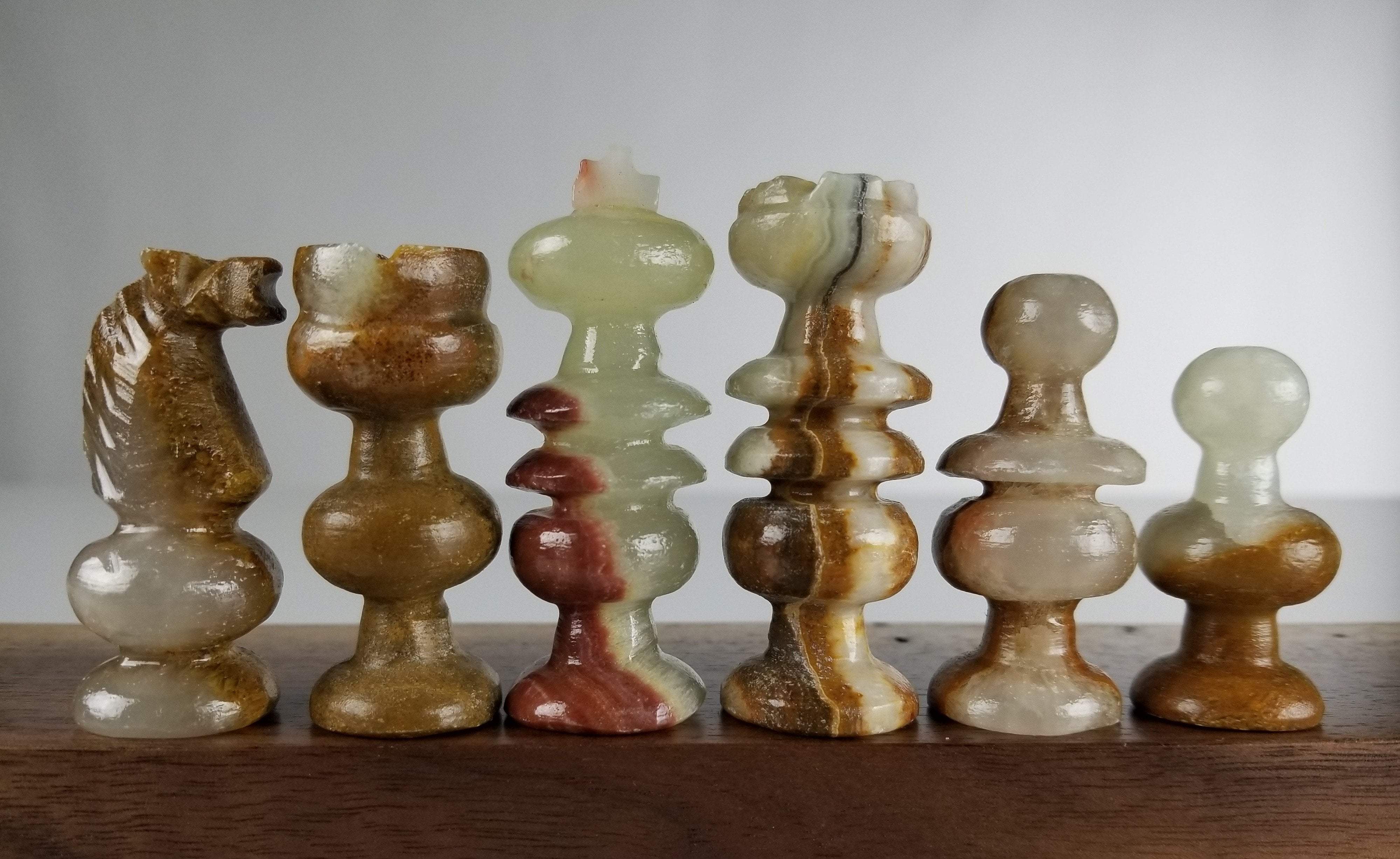 SINGLE REPLACEMENT PIECES: Mexican Onyx Pieces - Brown and Green - Parts - Chess-House