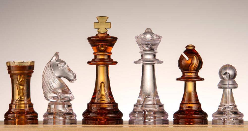 SINGLE REPLACEMENT PIECES: Plastic Chess Pieces No 6 - Amber - Piece - Chess-House