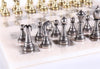 Staunton Metal Chess Men on Grey Alabaster Board - Set - Chess-House