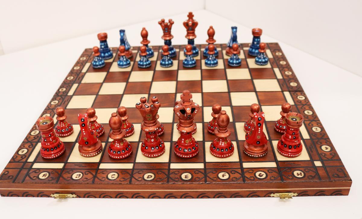 Sydney Gruber Painted 21" Ambassador Chess Set #8 The Endgame Player - Chess Set - Chess-House
