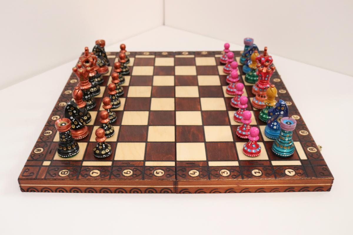 Sydney Gruber Painted 21" Ambassador Chess Set #9 The Exquisite Strategist - Chess Set - Chess-House