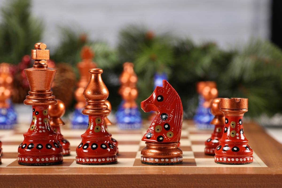 Sydney Gruber Painted Champions Chess Set #1 Red and Blue - Chess Set - Chess-House