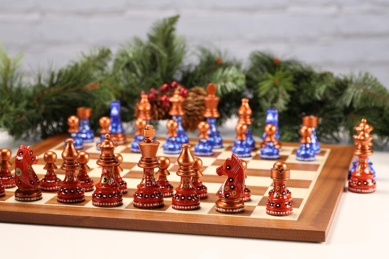 Sydney Gruber Painted Champions Chess Set #1 Red and Blue