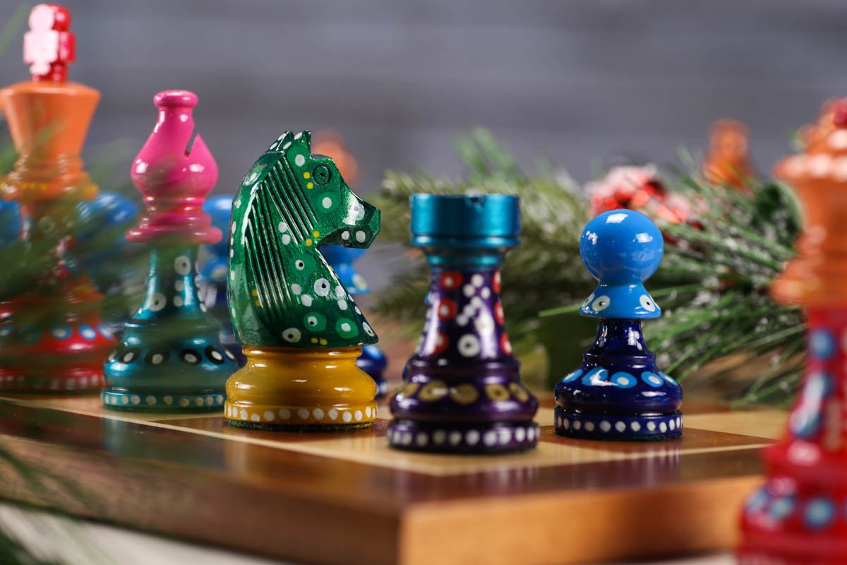 Sydney Gruber Painted Champions Chess Set #3 Black and Color - Chess Set - Chess-House