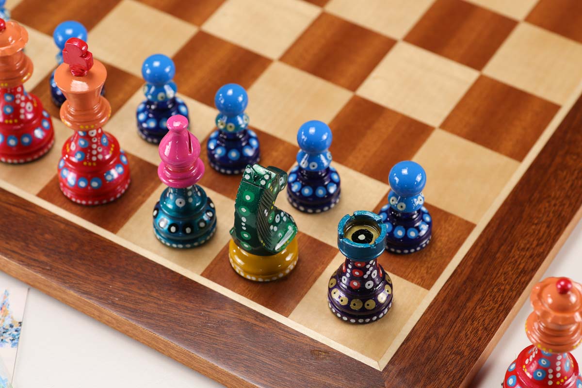 Sydney Gruber Painted Champions Chess Set #3 Black and Color - Chess Set - Chess-House