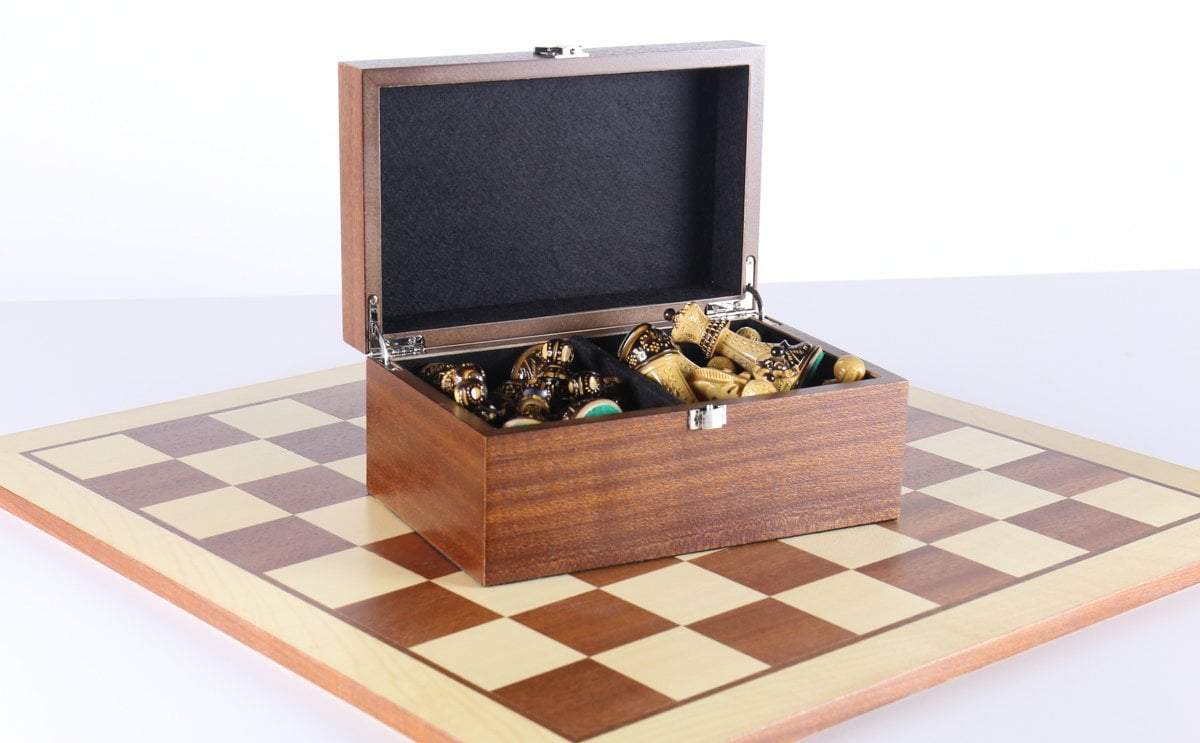 The 4" Burnt Zagreb Chess Set Combo with Storage - Chess Set - Chess-House