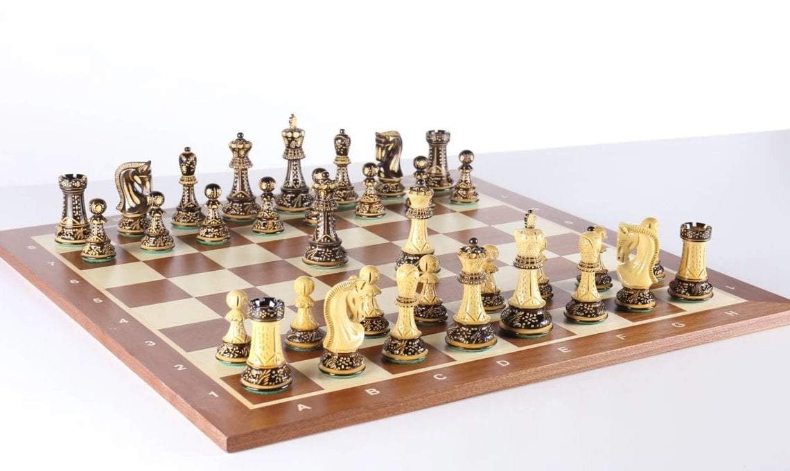 The 4" Burnt Zagreb Chess Set Combo with Storage - Chess Set - Chess-House