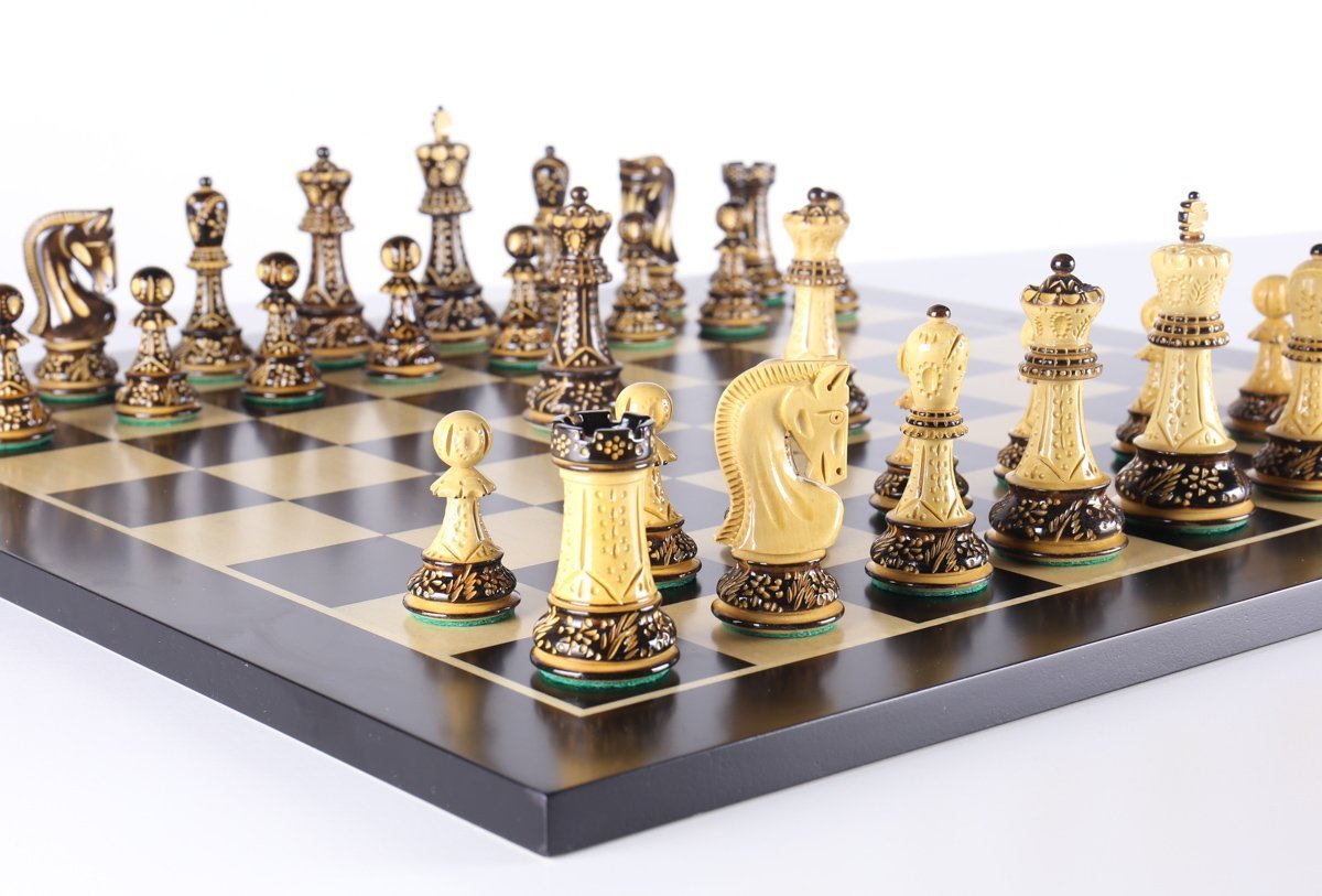 The 4" Burnt Zagreb Chess Set Combo with Storage - Chess Set - Chess-House