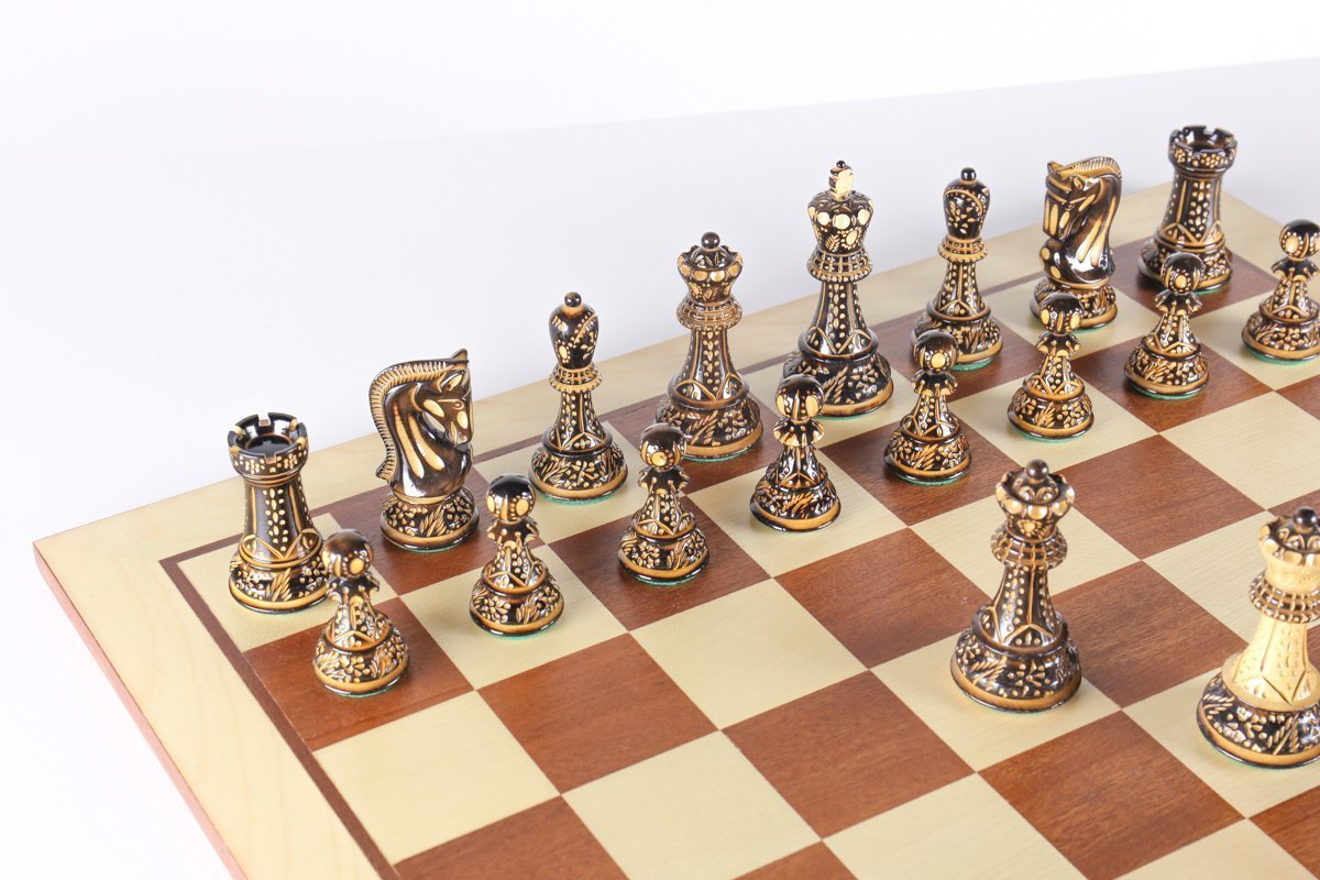 The 4" Burnt Zagreb Chess Set Combo with Storage - Chess Set - Chess-House