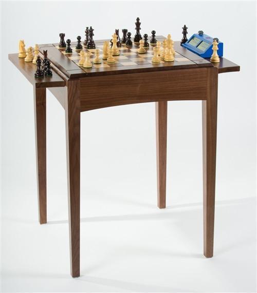 Walnut Player's Chess Table USA - Table - Chess-House
