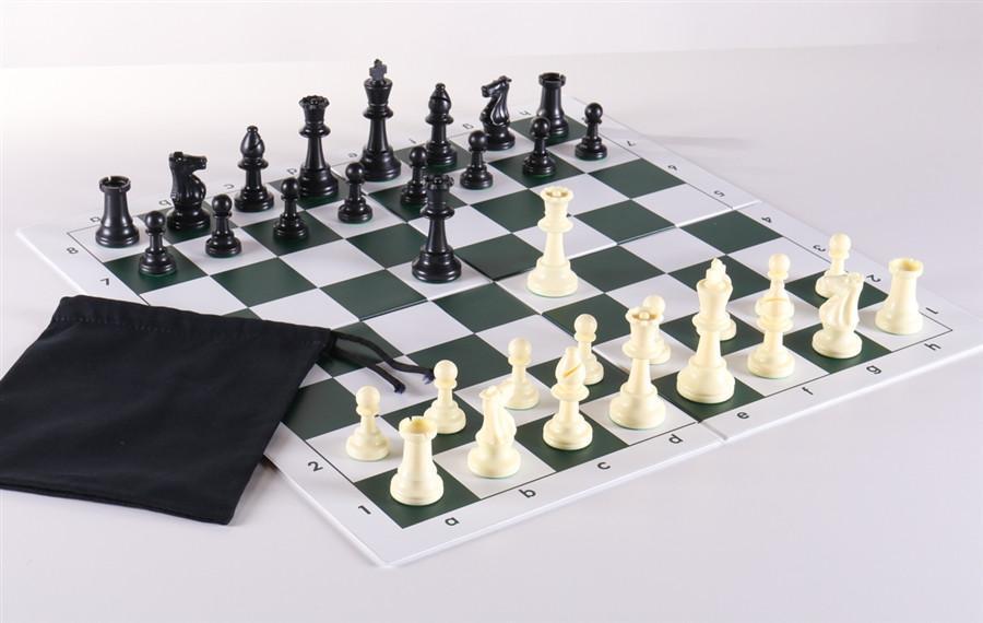 Weighted Club Chess Set with Compact Double Fold Board - Chess Set - Chess-House