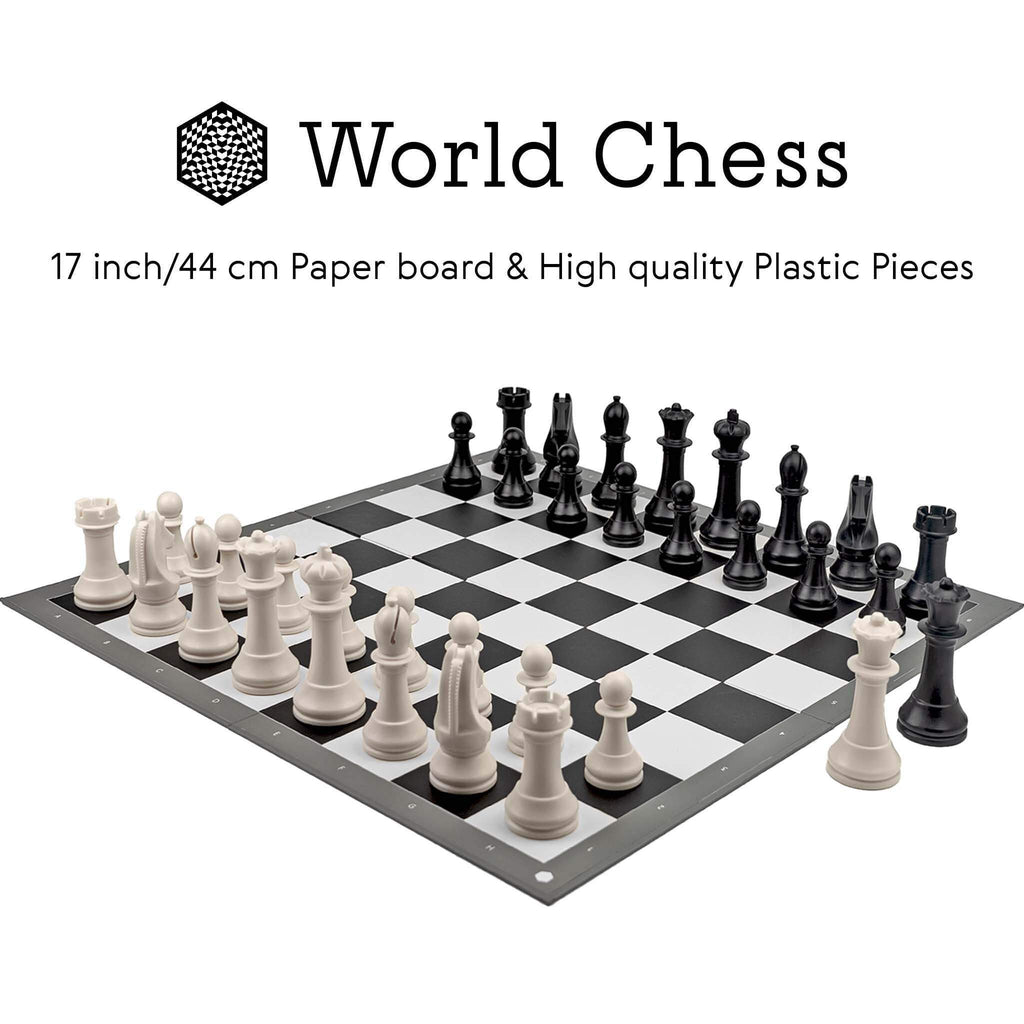 Standard Club Easy-Carry Plastic Chess Set Black & Ivory Pieces - Black
